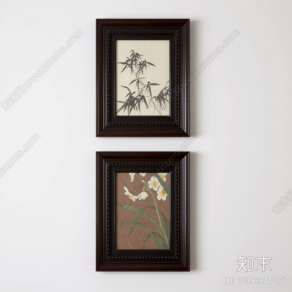 双幅挂画装饰品3D模型下载【ID:1206941257】