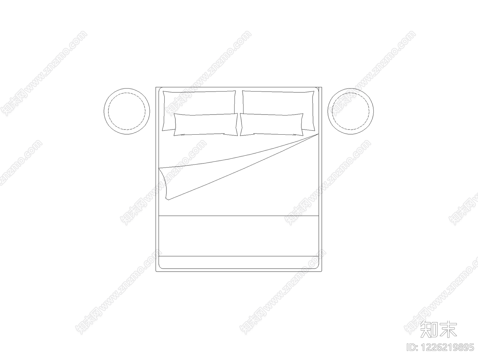 现代,极简床CAD图纸