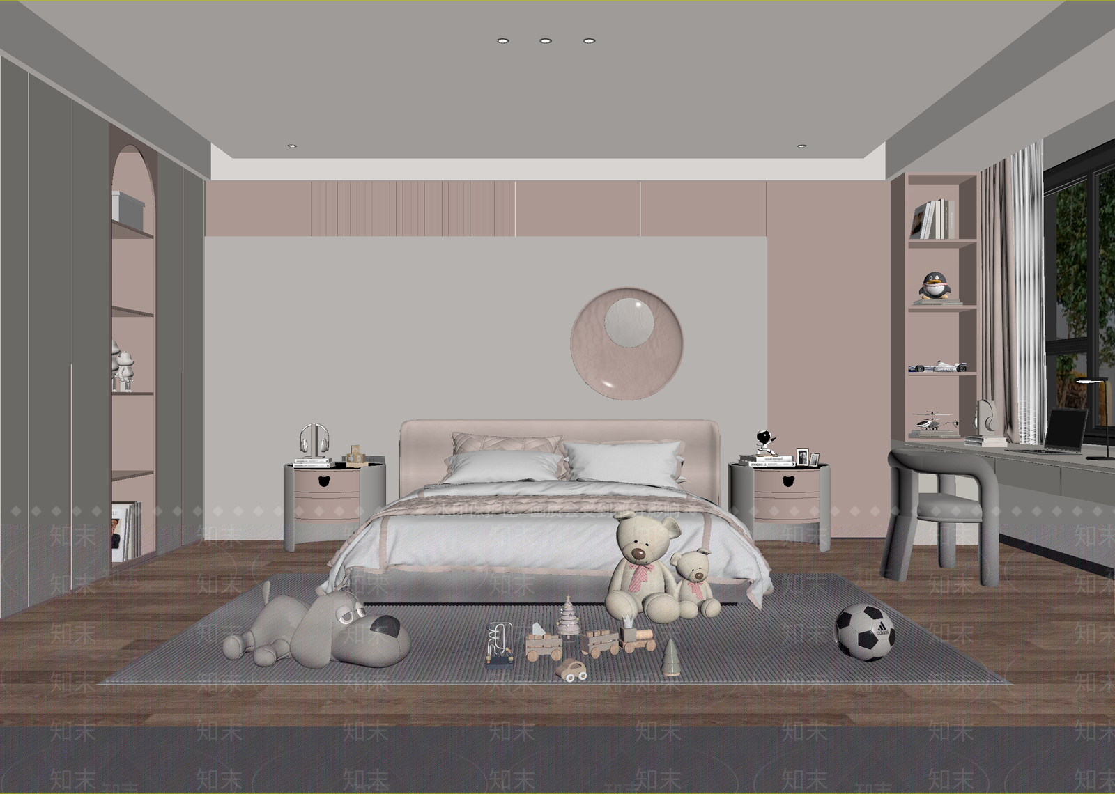 现代通用儿童房3D模型下载【ID:1215075076】