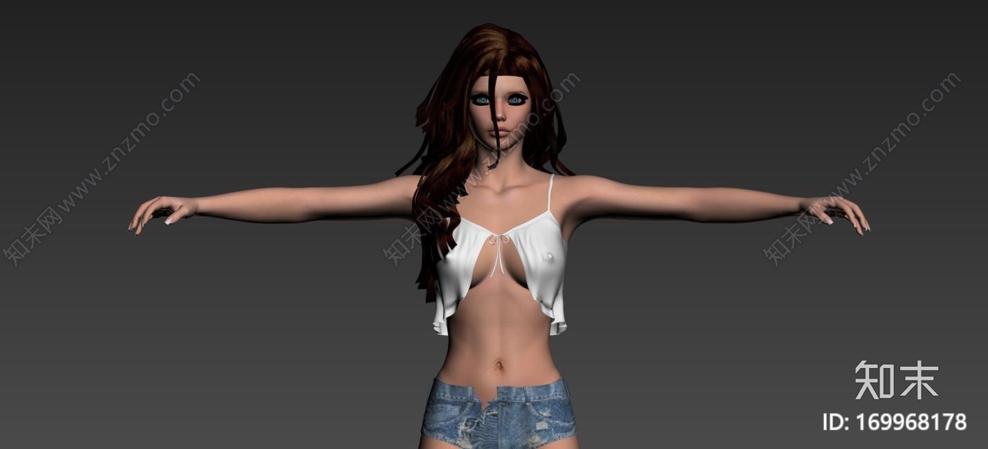 清凉装女孩CG模型下载【ID:169968178】