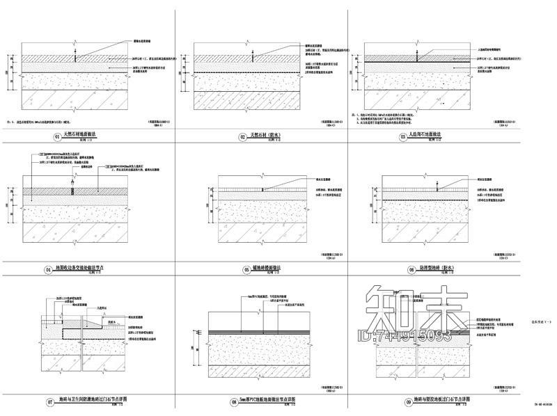 工装商业室内地面节点大样详图cad施工图下载【ID:744915093】