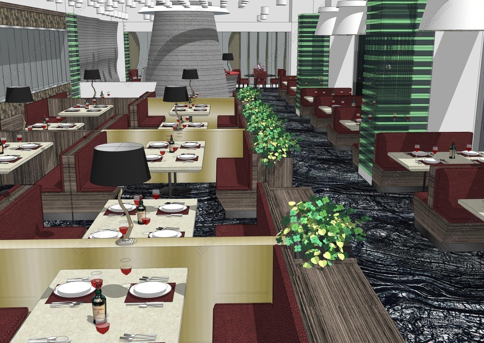 新中式风格火锅店SU模型下载【ID:851856855】