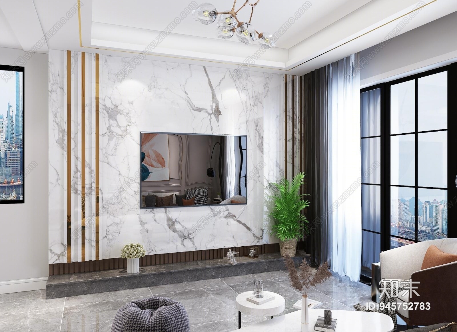 现代轻奢单身公寓3D模型下载【ID:945752783】