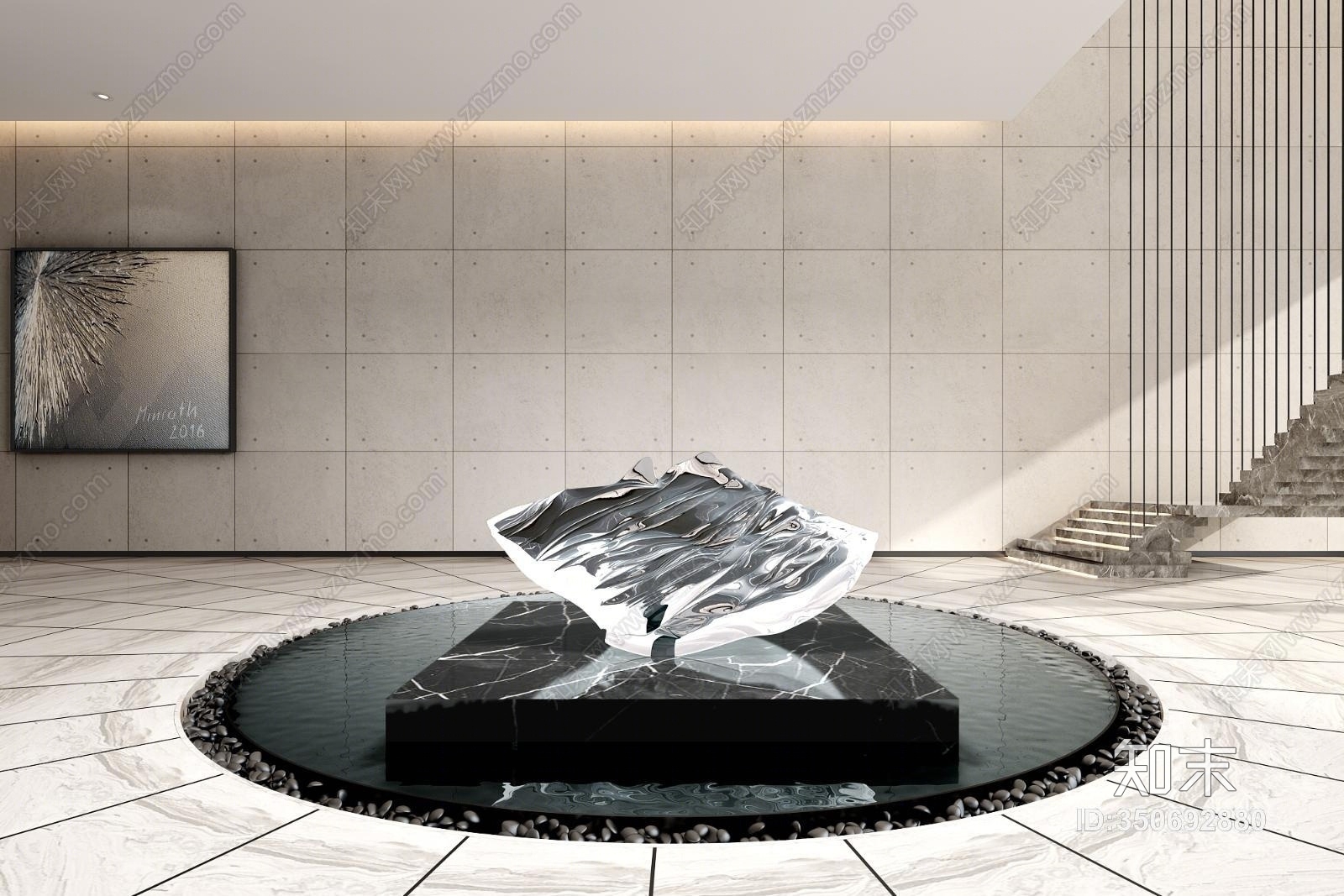 现代抽象水晶雕塑3D模型下载【ID:350692880】