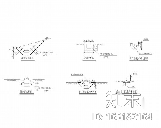 市政道路截水沟大样汇集cad施工图下载【ID:165182164】