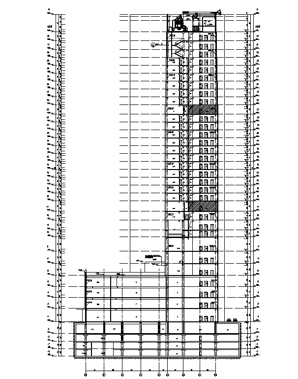 [江苏]超高层办公、公寓、酒店、地下室及商业建筑施工...cad施工图下载【ID:149951136】