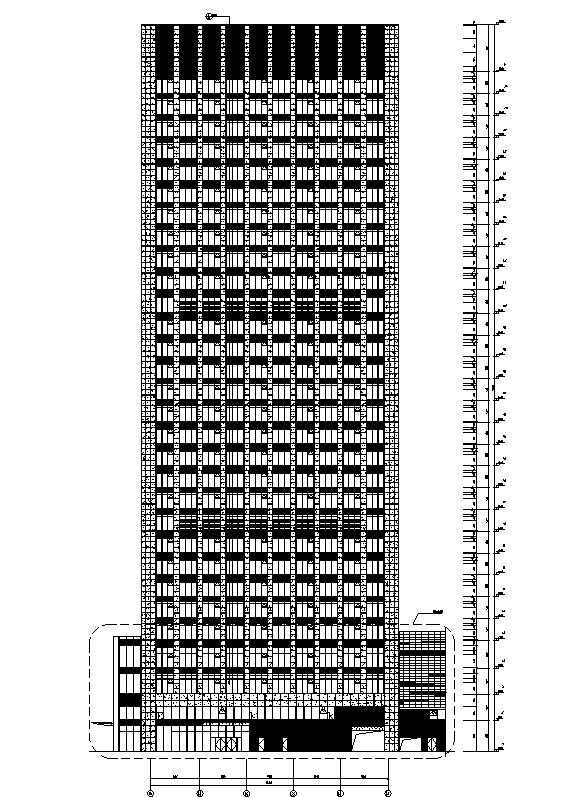 [江苏]超高层办公、公寓、酒店、地下室及商业建筑施工...cad施工图下载【ID:149951136】