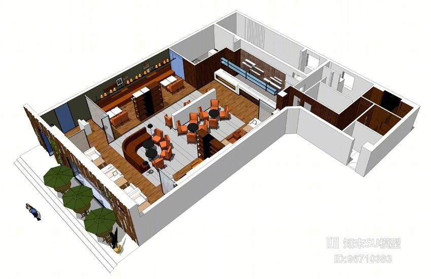 咖啡厅室内设计SU模型下载【ID:96710383】