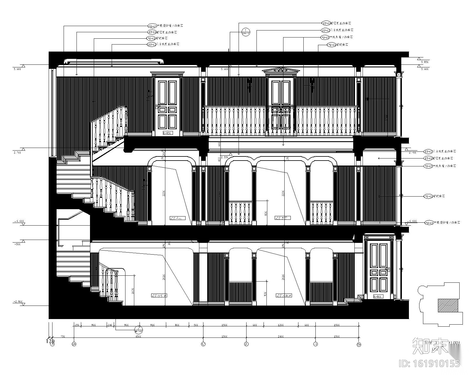 [上海]某区东郊花园别墅室内设计(含实景)cad施工图下载【ID:161910155】