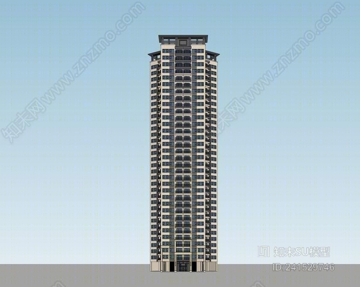 新亚洲风格高层住宅SU模型下载【ID:241529746】