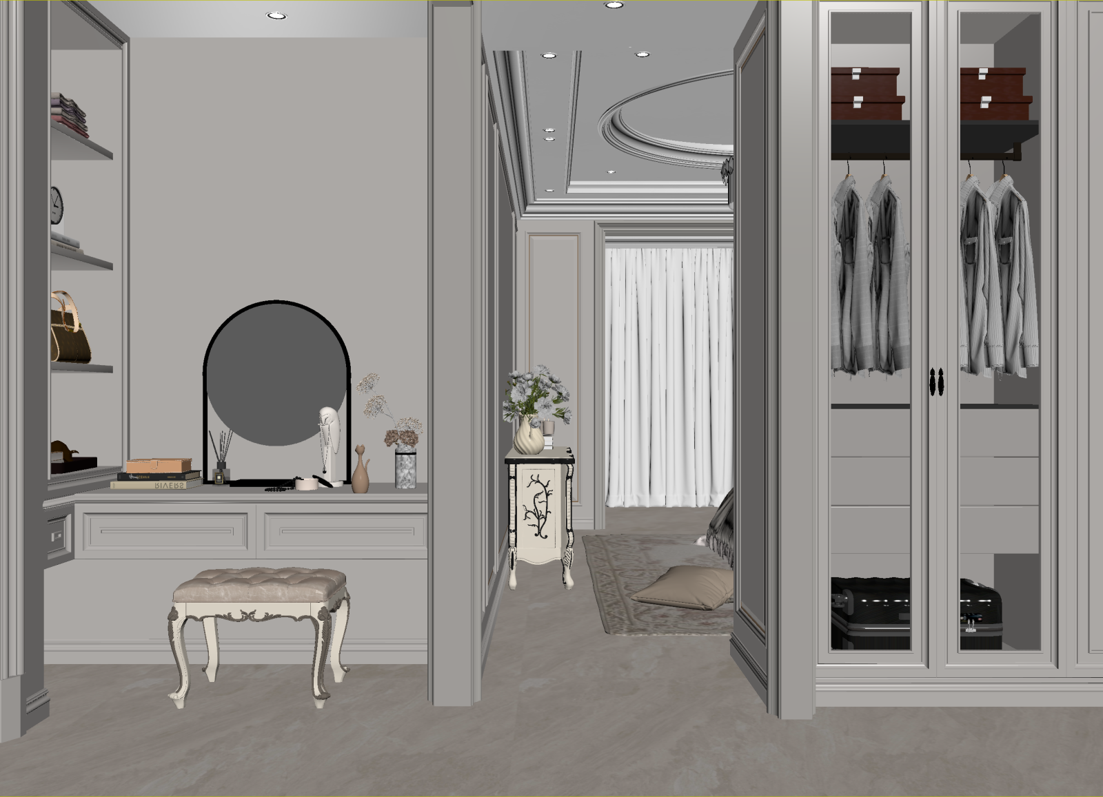 欧式衣帽间3D模型下载【ID:1214680180】