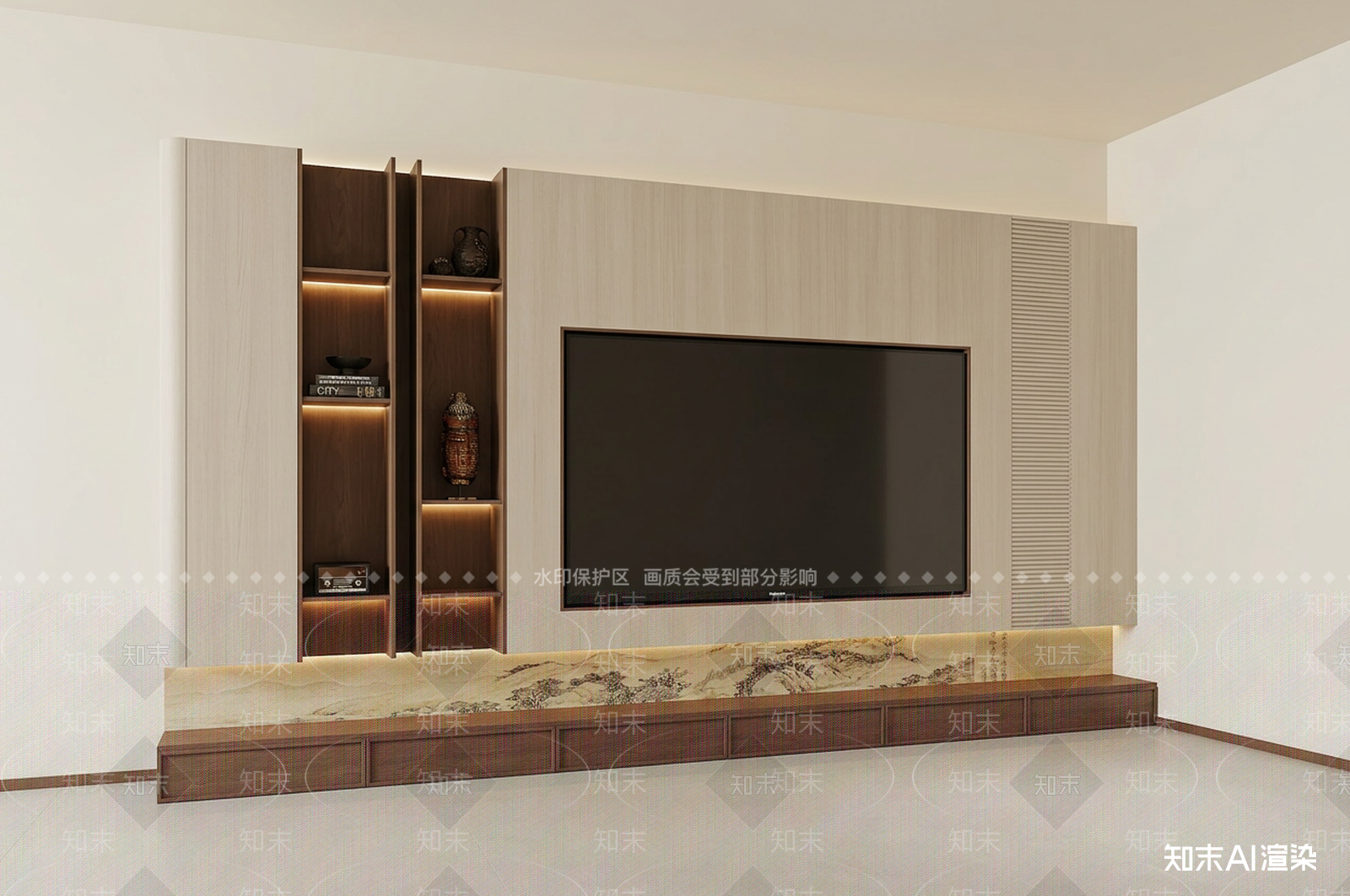 新中式家居客厅3D模型渲染效果图