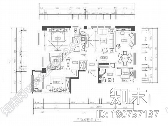 精品雅致高级简欧风格四居室样板间室内装修设计施工图（...cad施工图下载【ID:180757137】