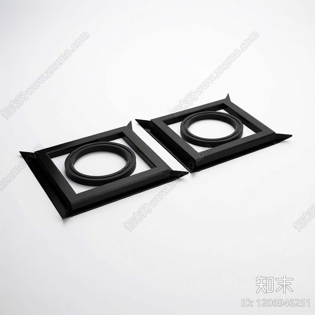 双环方形装饰构件3D模型下载【ID:1206946251】