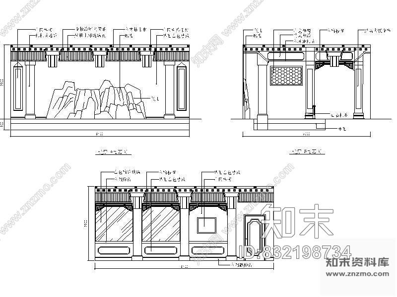 图块/节点中式餐厅立面施工详图cad施工图下载【ID:832198734】