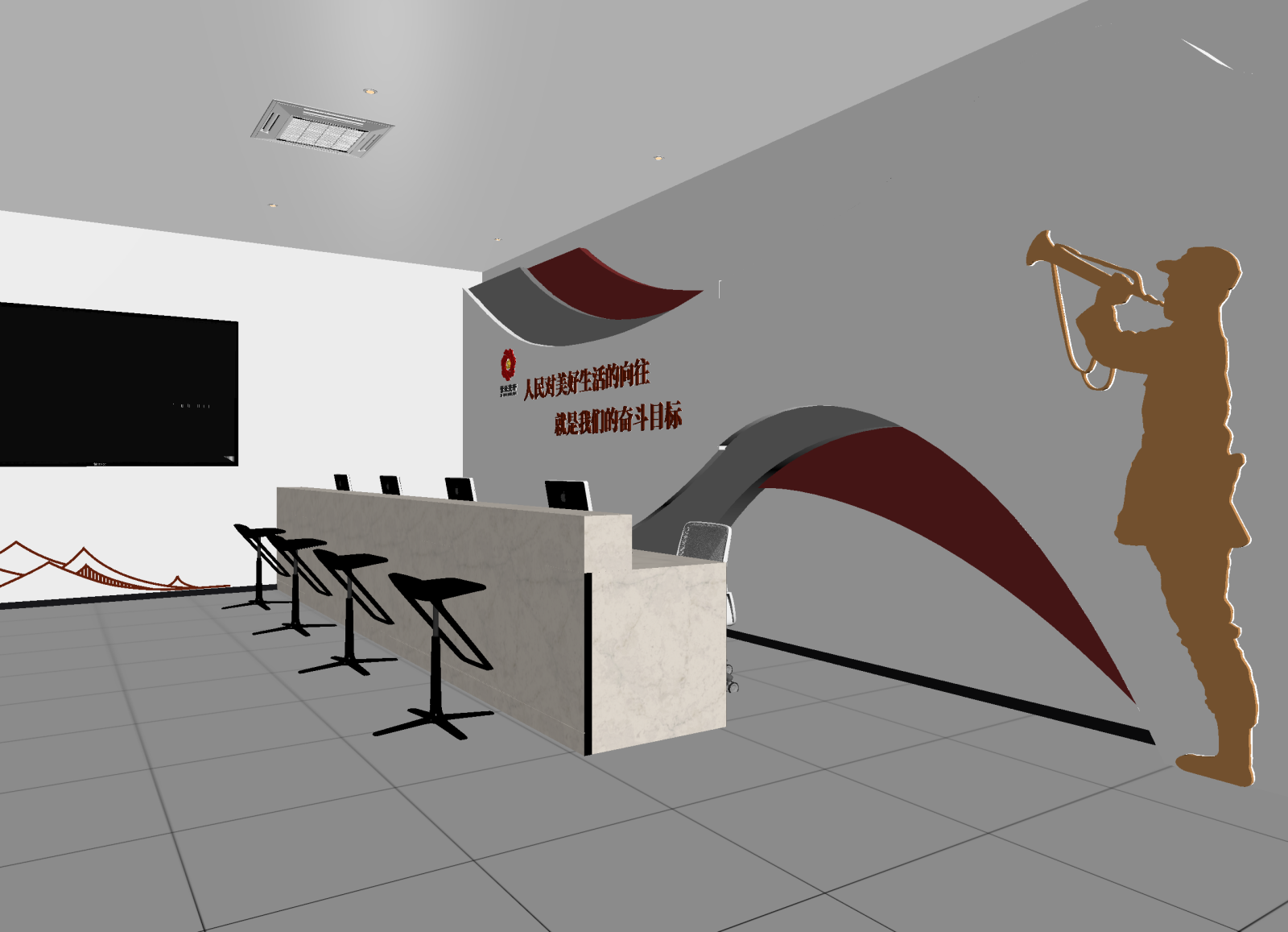 现代党建室3D模型下载【ID:1214270030】
