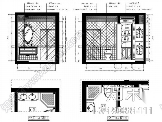 [四川]海景洋房欧式五居室样板房CAD施工图（含效果）cad施工图下载【ID:180831111】