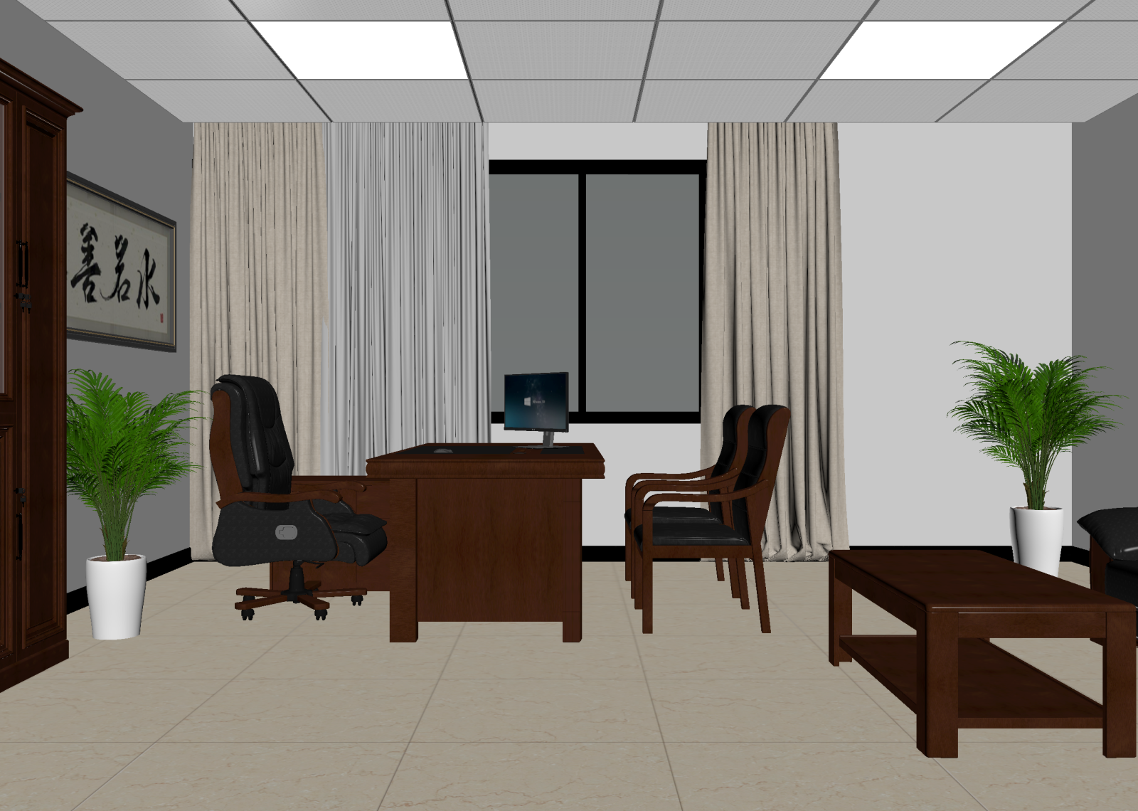 现代经理办公室3D模型下载【ID:1215017253】