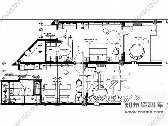 施工图皇冠假日酒店残疾人客房施工图cad施工图下载【ID:532053642】