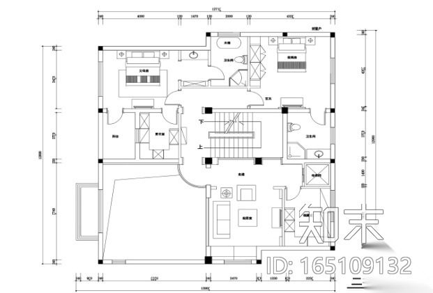 500平美式古典风格联体别墅施工图+效果图施工图下载【ID:165109132】