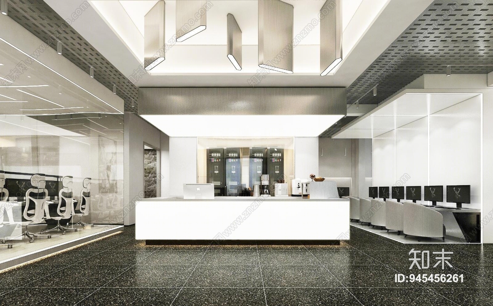 现代科技感网咖3D模型下载【ID:945456261】