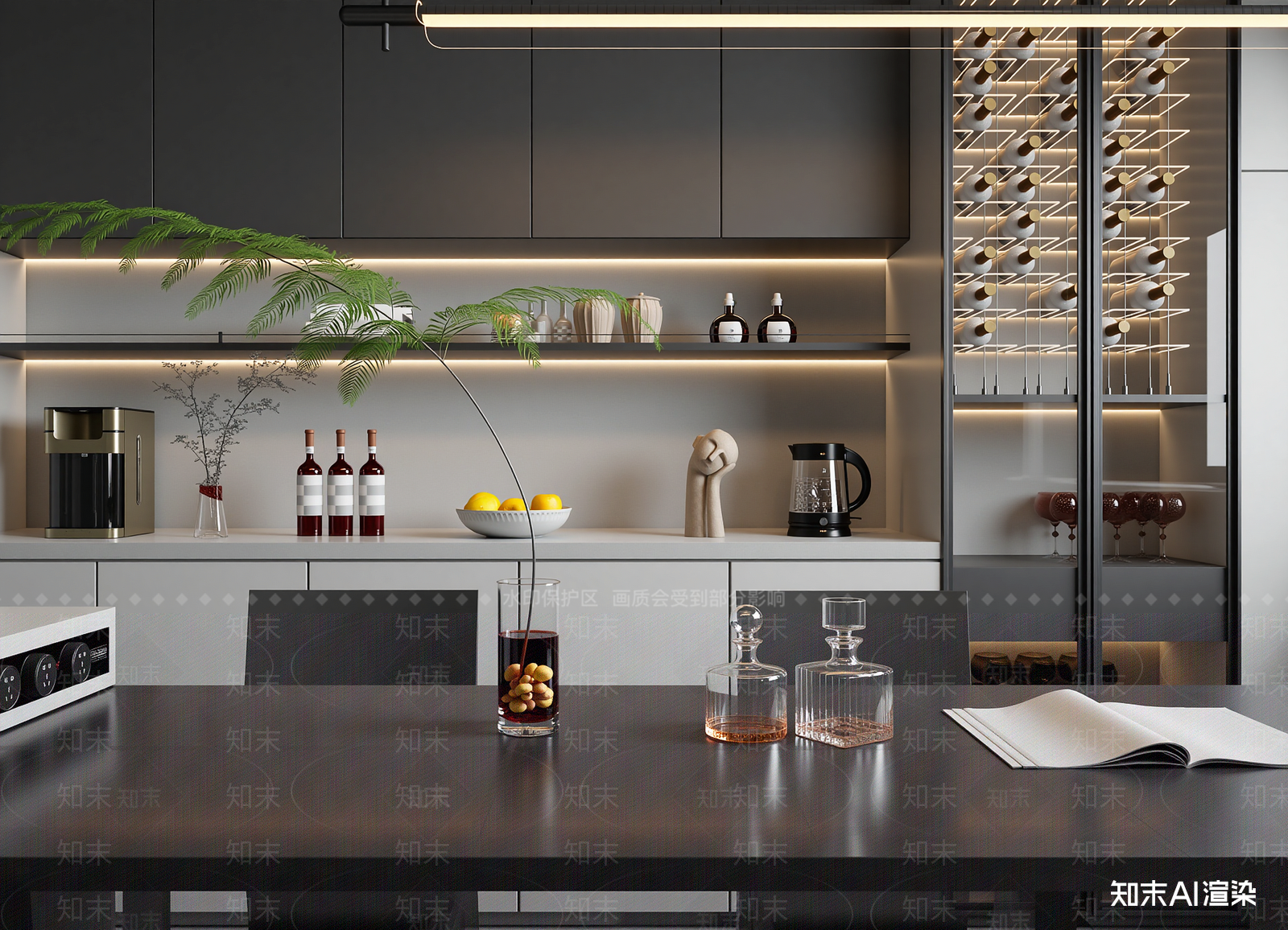 现代茶水间3D模型下载【ID:1214029547】