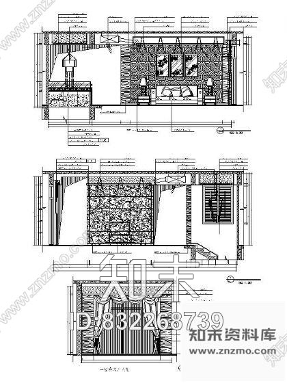 图块/节点别墅首层会客厅立面图cad施工图下载【ID:832268739】