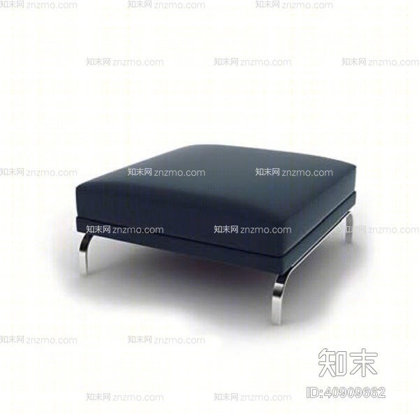 现代蓝色皮质脚凳3D模型下载【ID:40909662】