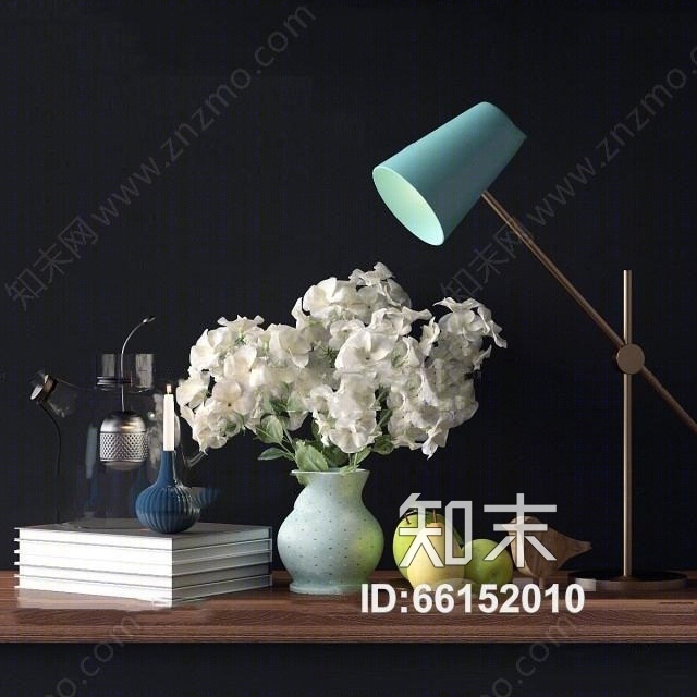 现代铁艺台灯花艺花瓶摆件3D模型下载【ID:66152010】