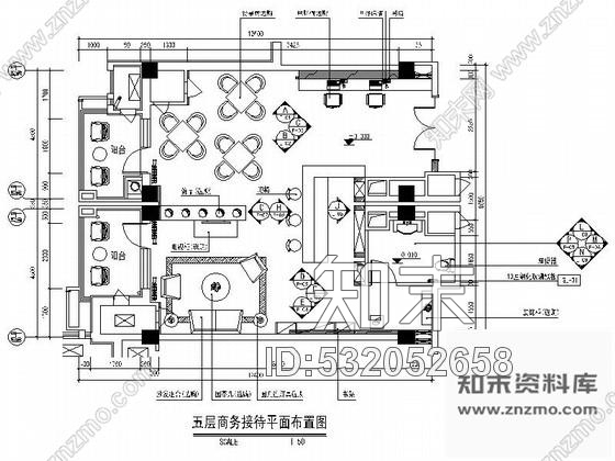 施工图天津某豪华酒店商务接待厅内装修图cad施工图下载【ID:532052658】