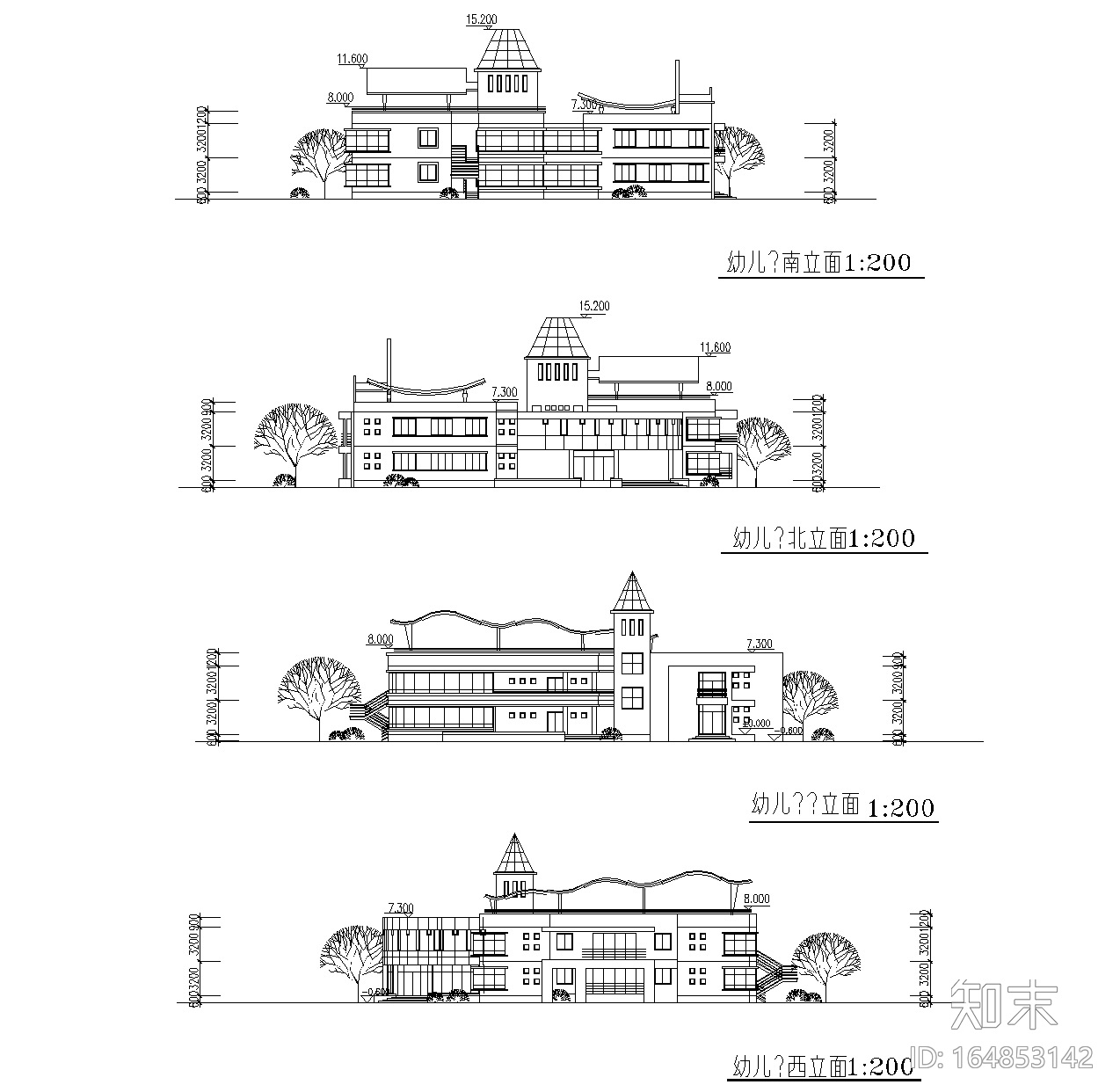 16套幼儿园景观CAD平面图（有建筑立面图，景观，室内平...cad施工图下载【ID:164853142】