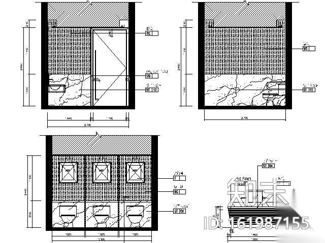 五星酒店卫生间装修图cad施工图下载【ID:161987155】