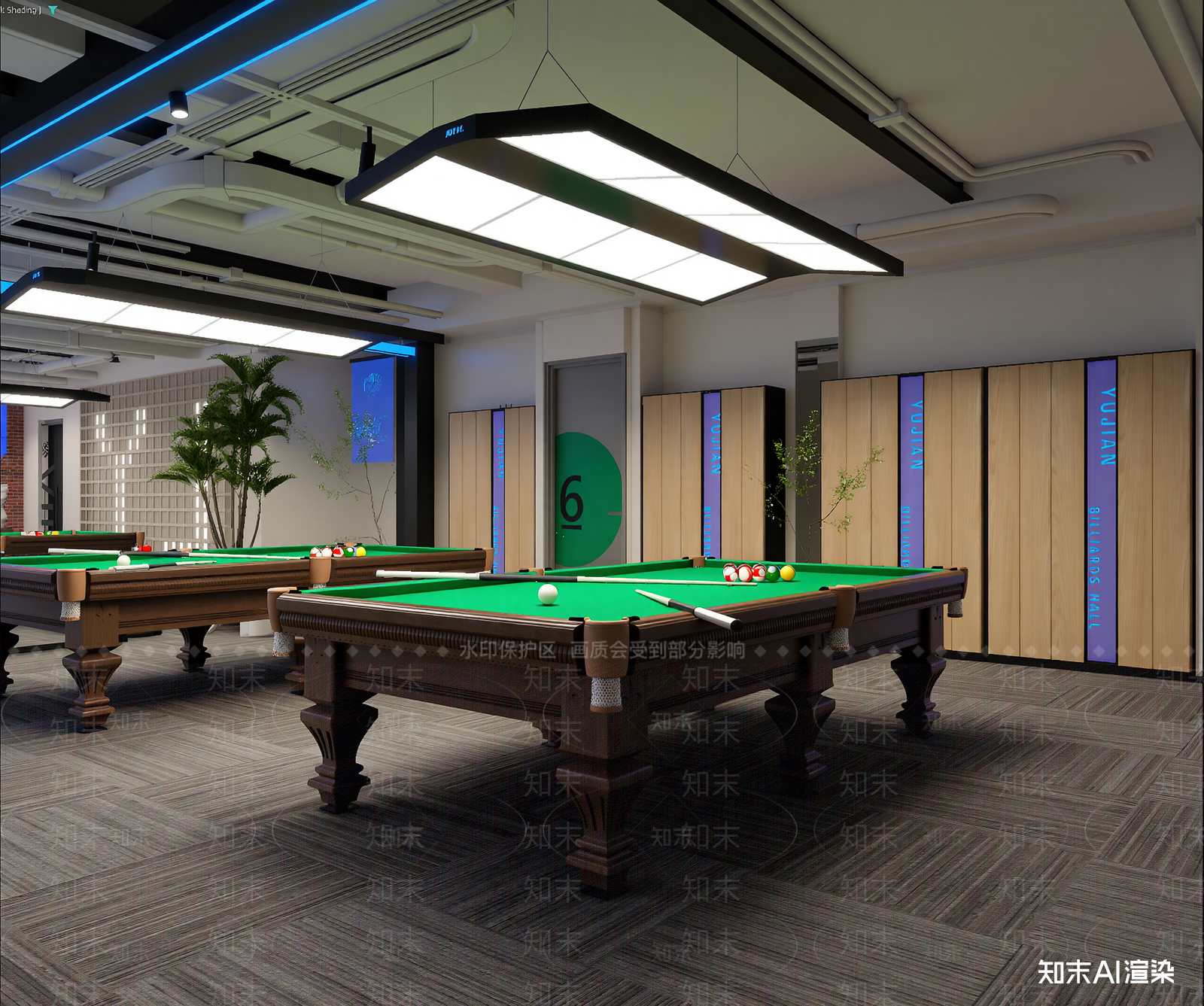 工业风台球室3D模型下载【ID:1213905746】