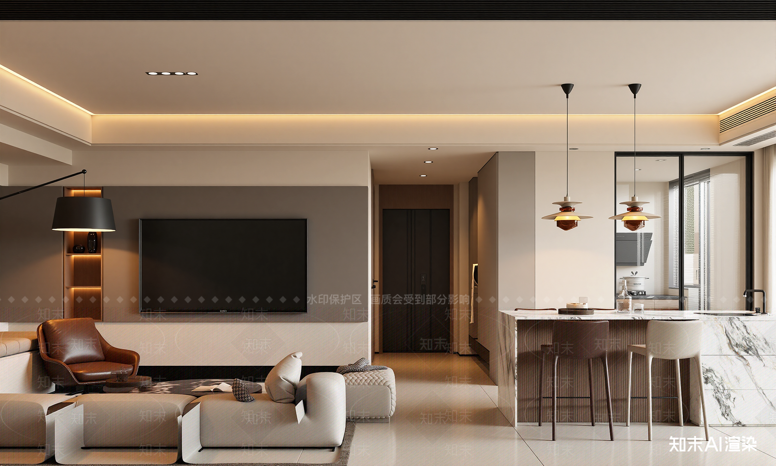 现代客餐厅3D模型下载【ID:1215077290】