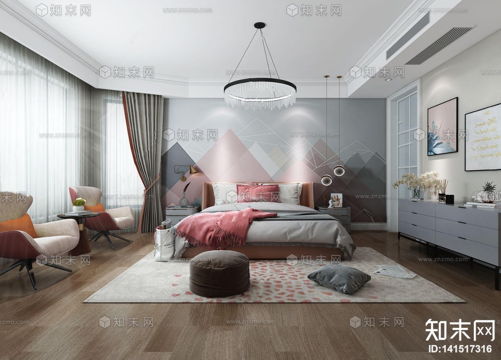 现代轻奢女儿房3D模型下载【ID:141517316】
