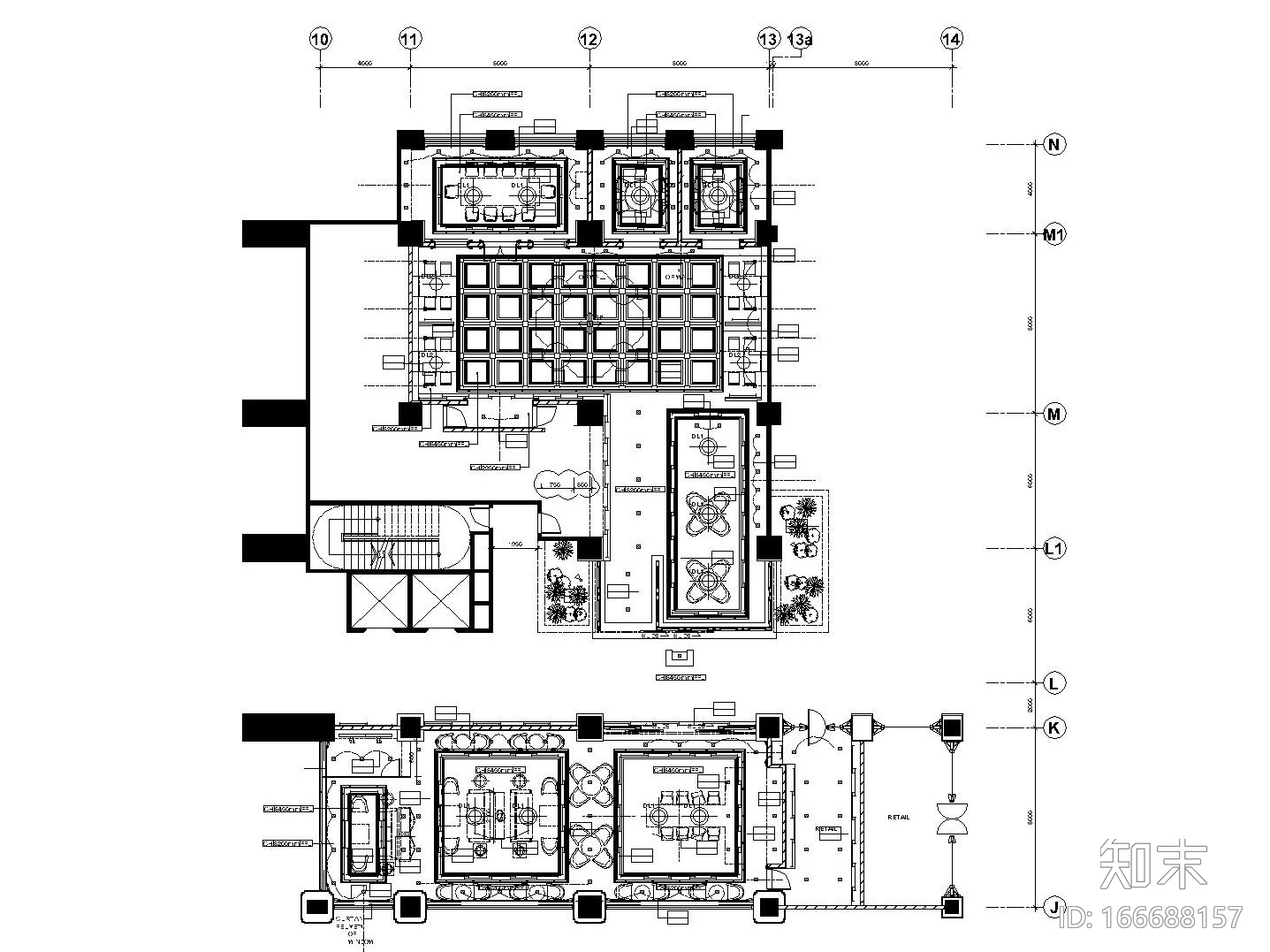 法式餐厅及雪茄吧装修全套施工图（附效果图+软装方案）施工图下载【ID:166688157】