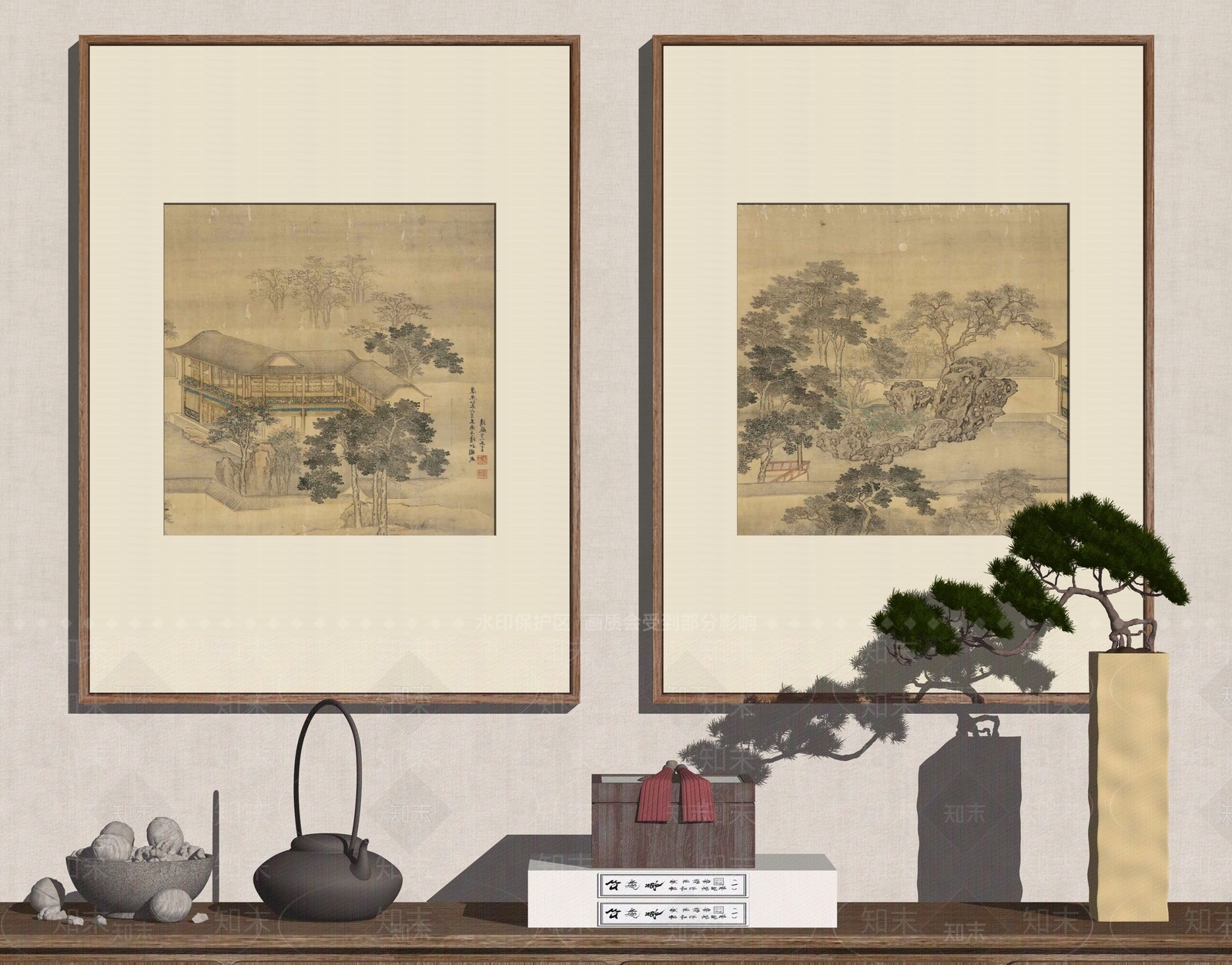 中式装饰画SU模型下载【ID:1100580545】
