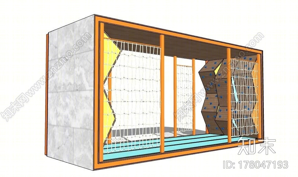 儿童攀爬墙攀爬网SU模型下载【ID:178047193】