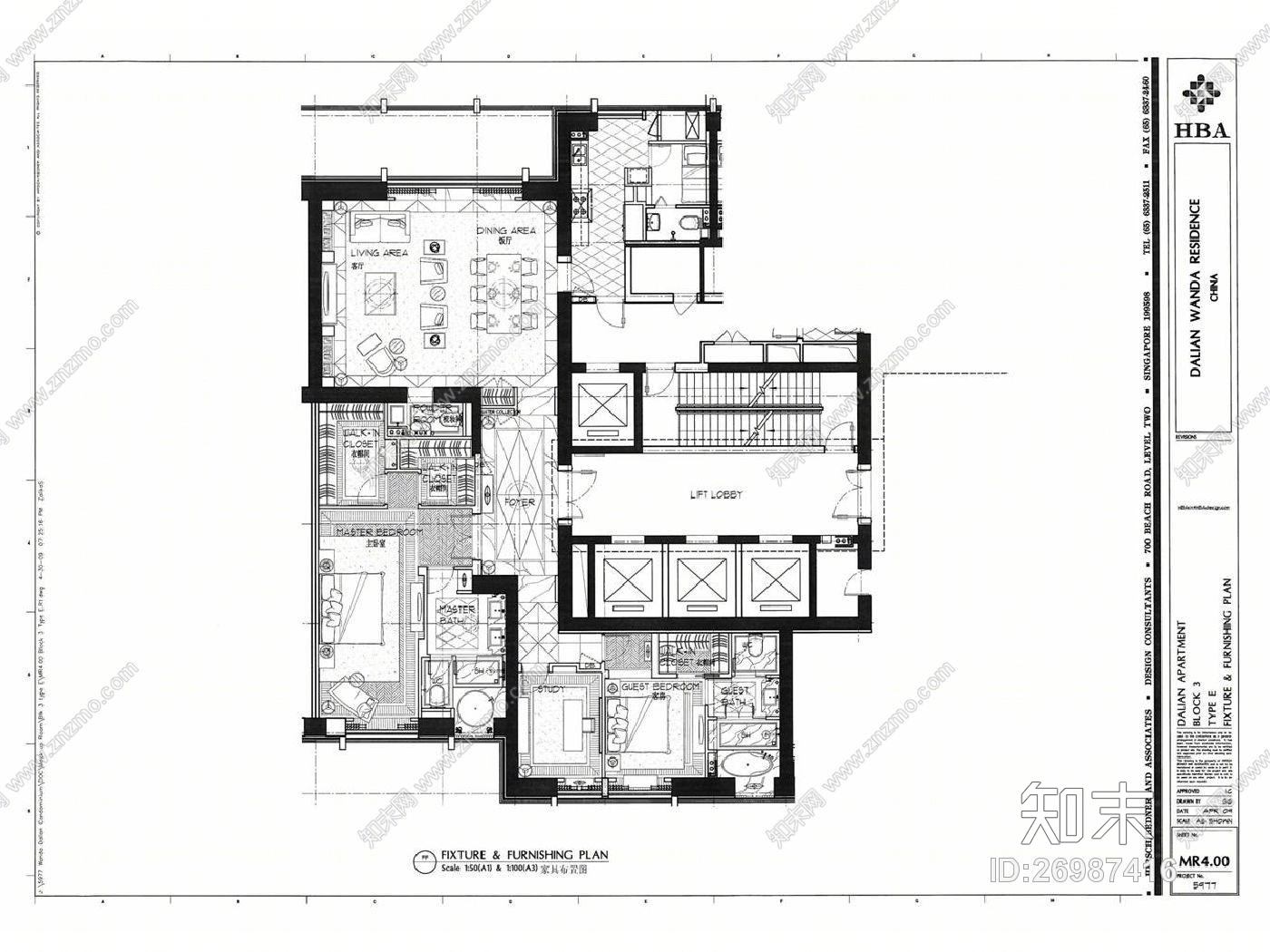 郑中-CCD大连万达公馆(CAD施工图纸)cad施工图下载【ID:26987416】