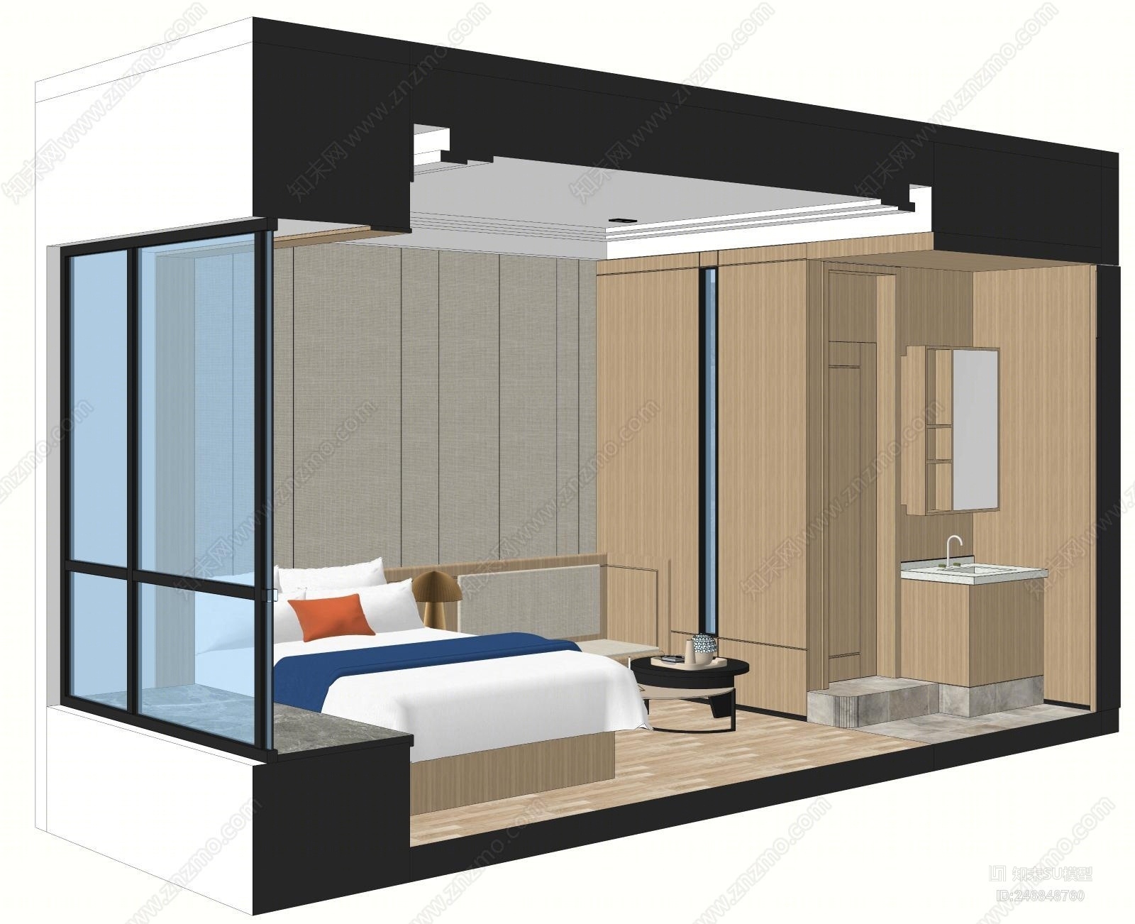 现代轻奢单身公寓SU模型下载【ID:246848760】