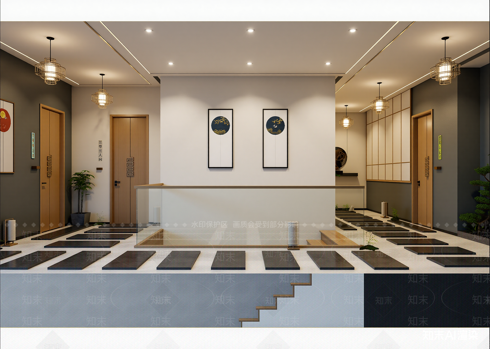 新中式酒店大堂3D模型下载【ID:1215127919】
