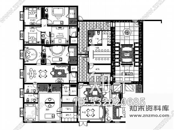 施工图江苏中式风格度假村宾馆室内装修设计施工图含效果施工图下载【ID:532020685】