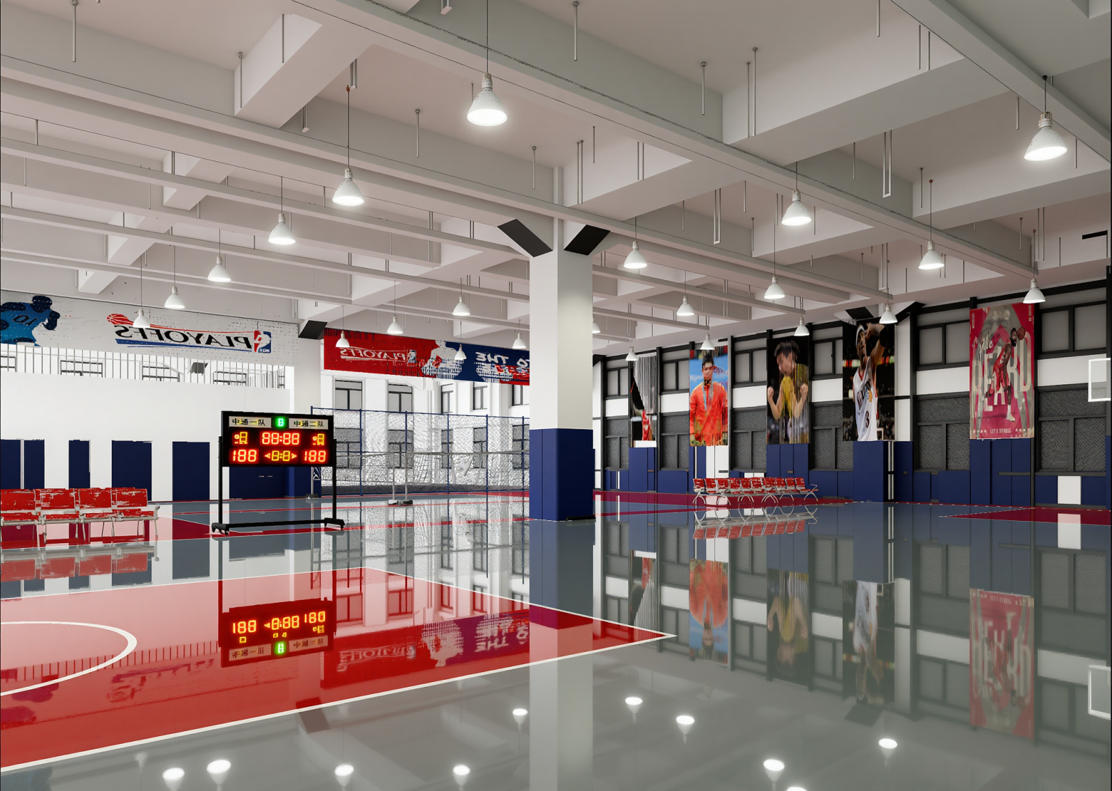 现代篮球场3D模型下载【ID:1215032179】