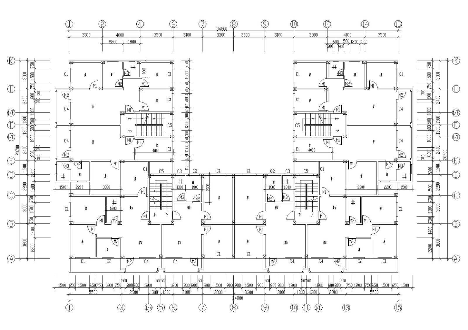 L型坡屋顶阁楼小高层安置住宅楼建筑施工图施工图下载【ID:149551175】