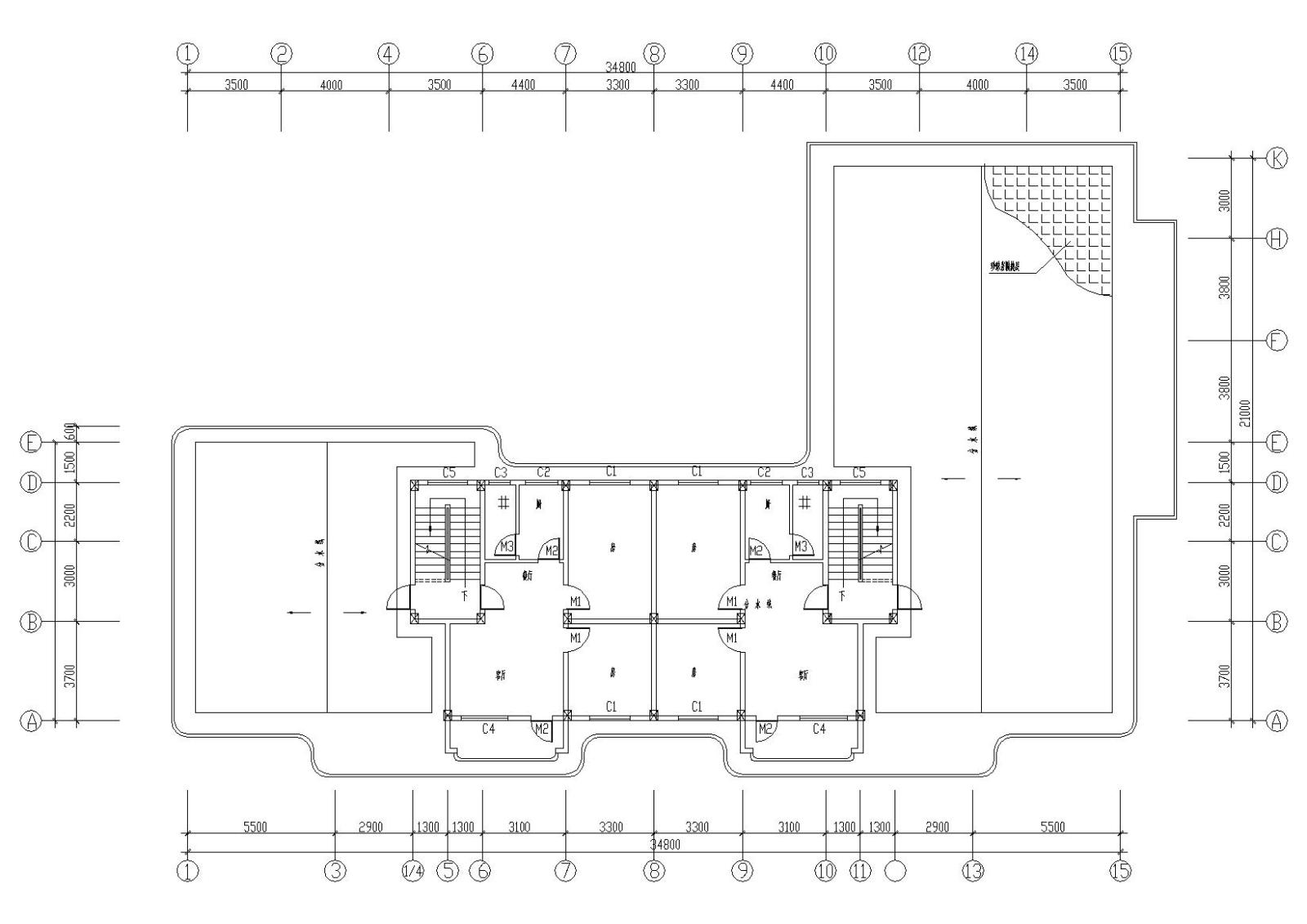 L型坡屋顶阁楼小高层安置住宅楼建筑施工图施工图下载【ID:149551175】