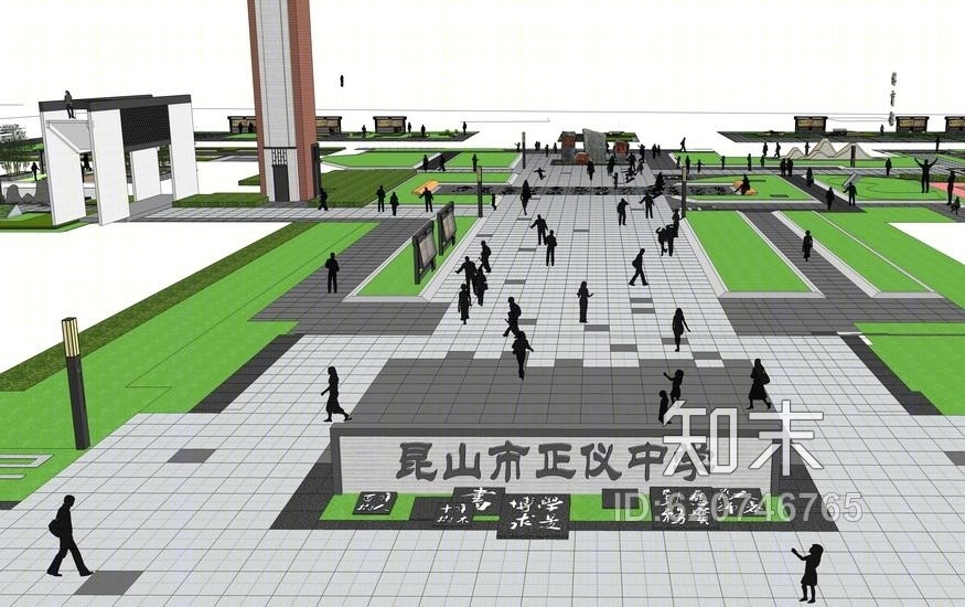 中学校园景观SU模型下载【ID:620746765】