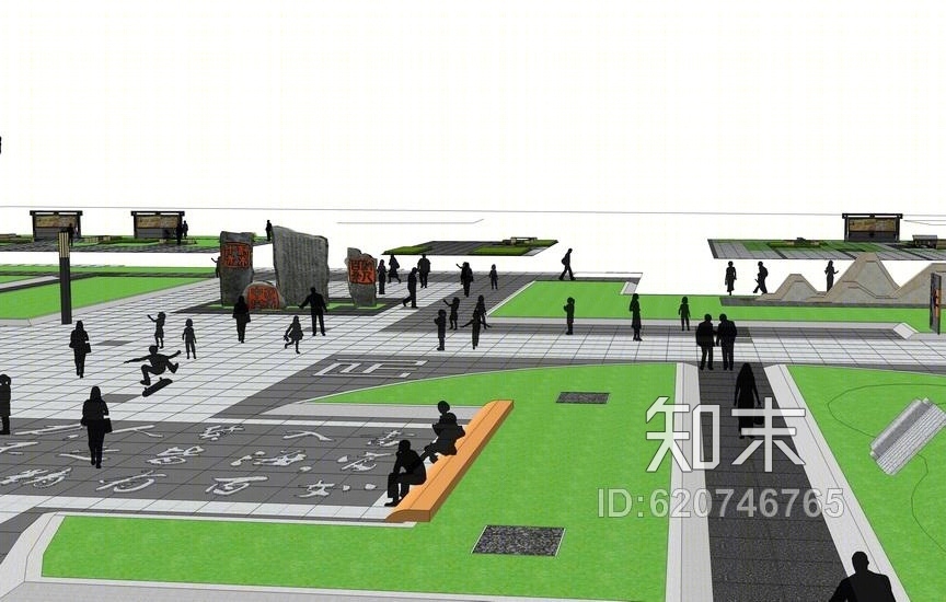 中学校园景观SU模型下载【ID:620746765】