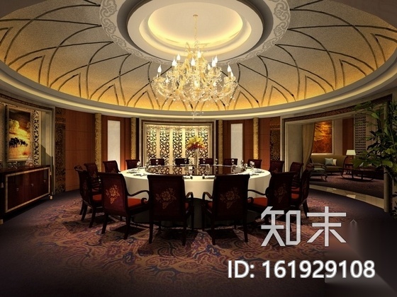 [吉林]豪华典雅五星级酒店蒙古包间装修施工图（含效果）cad施工图下载【ID:161929108】