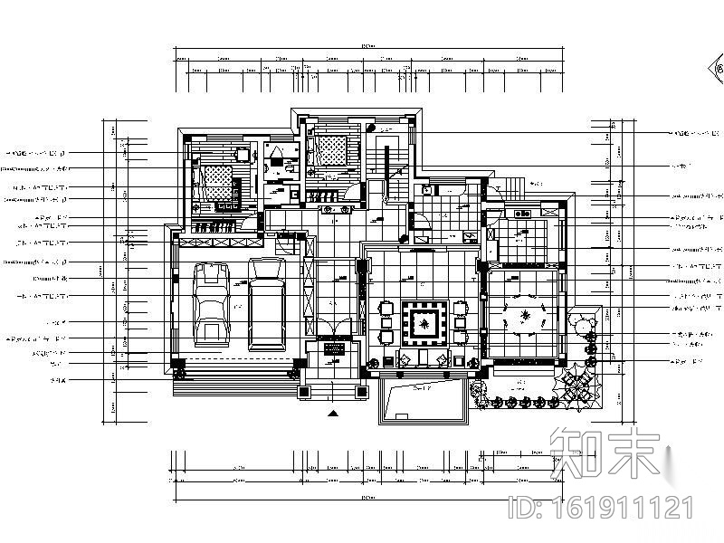 中式风格豪宅装修施工图cad施工图下载【ID:161911121】