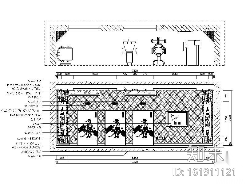 中式风格豪宅装修施工图cad施工图下载【ID:161911121】